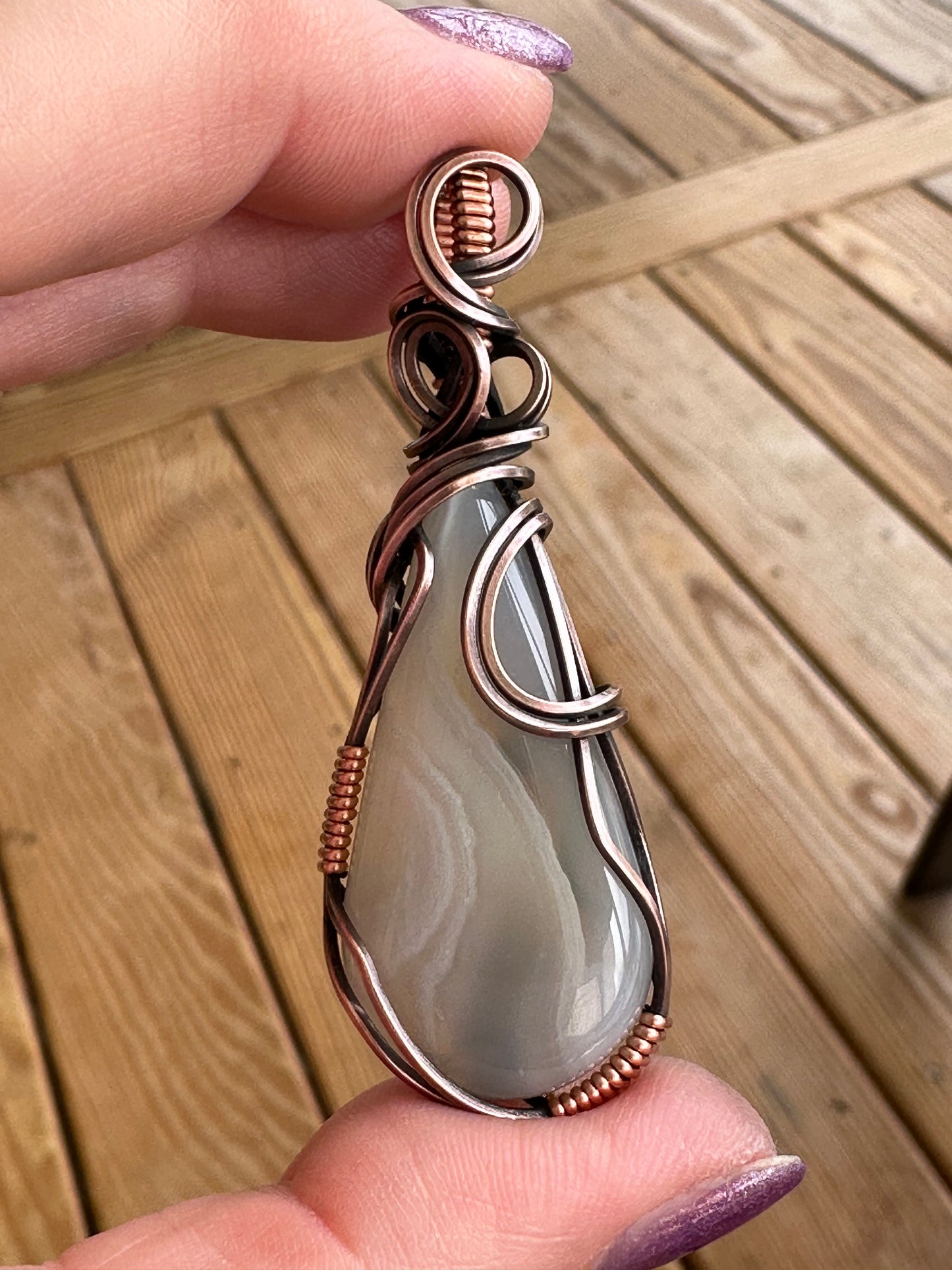 Oxidized Copper Pendant-Montana Agate