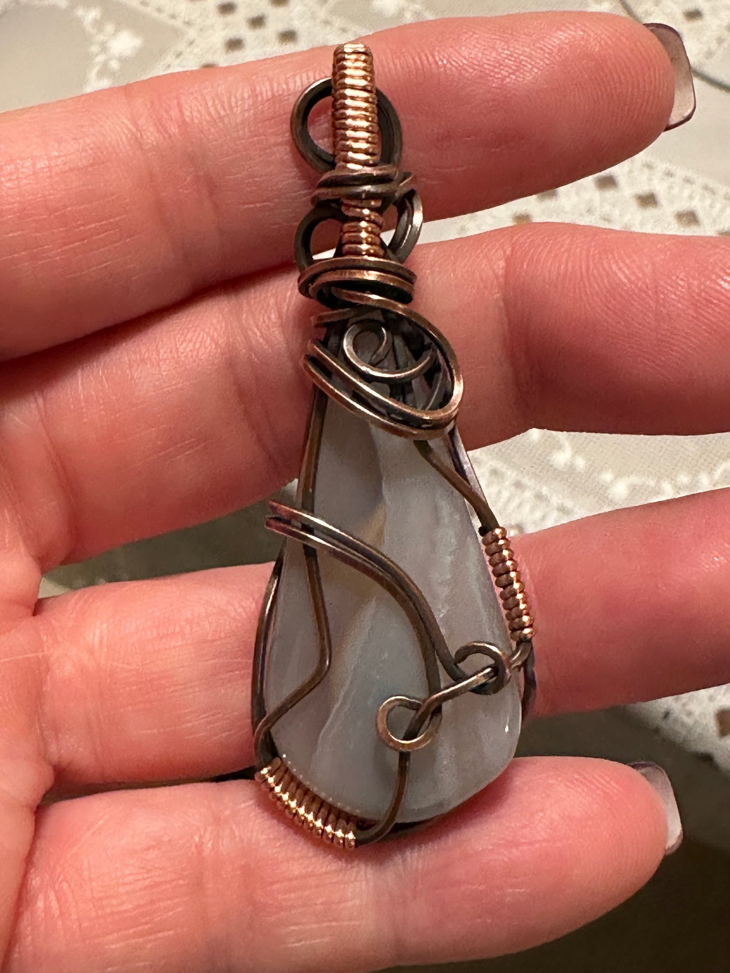 Oxidized Copper Pendant-Montana Agate