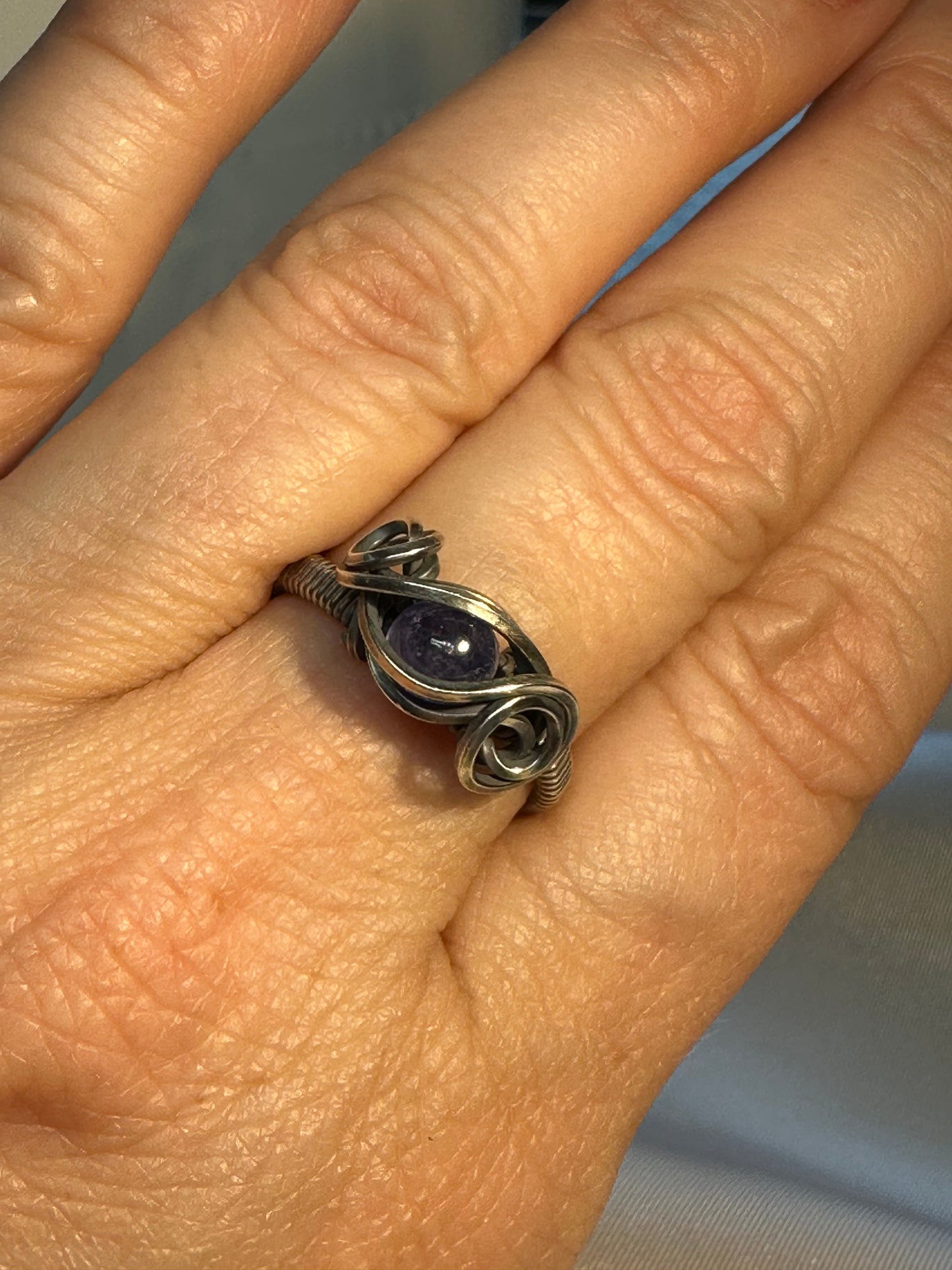 Tanzanite Elven Style Swirl Ring-size 8.5