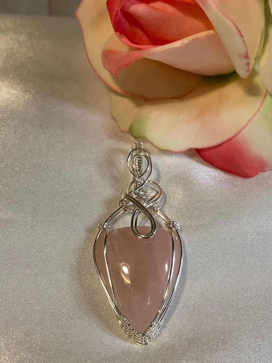 Rose Quartz in Silver Tone Wire-50% OFF!