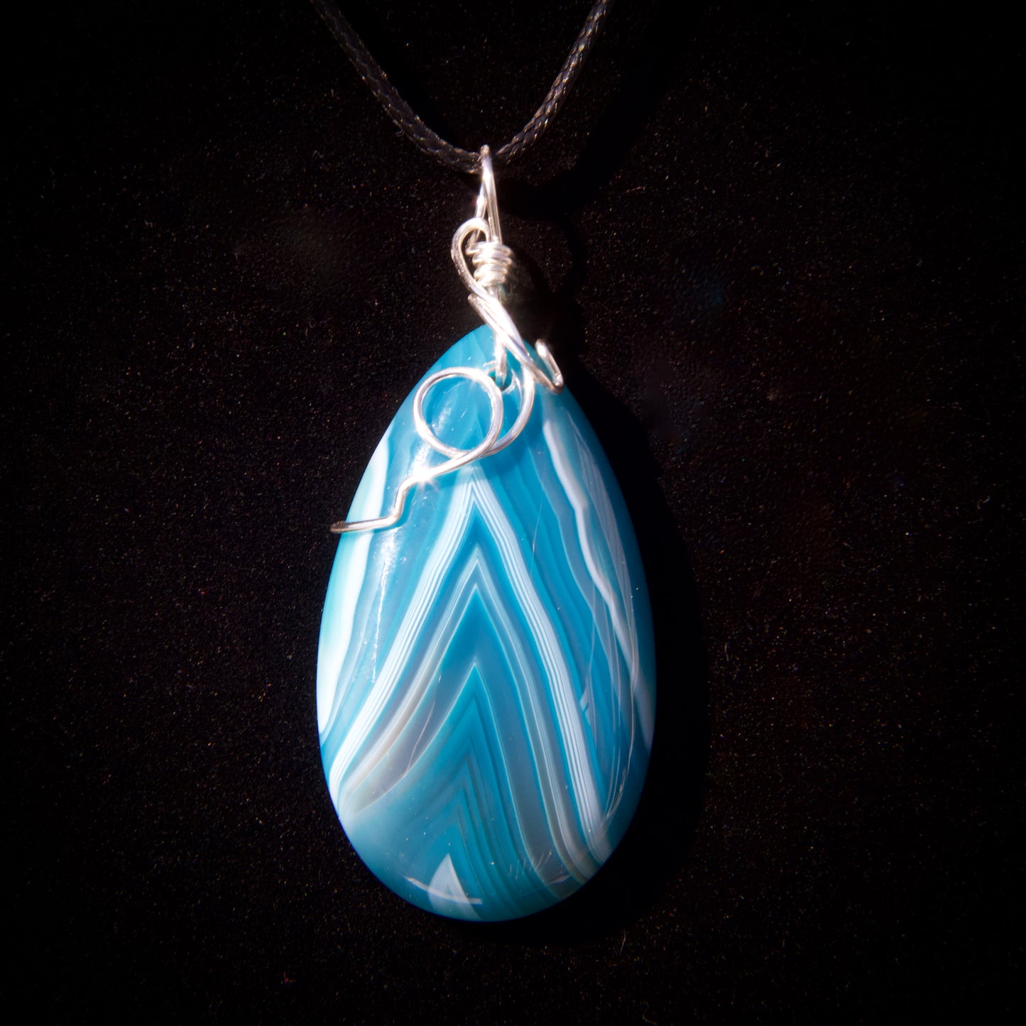 Blue Agate Pendant-20 Ga Silver Bail