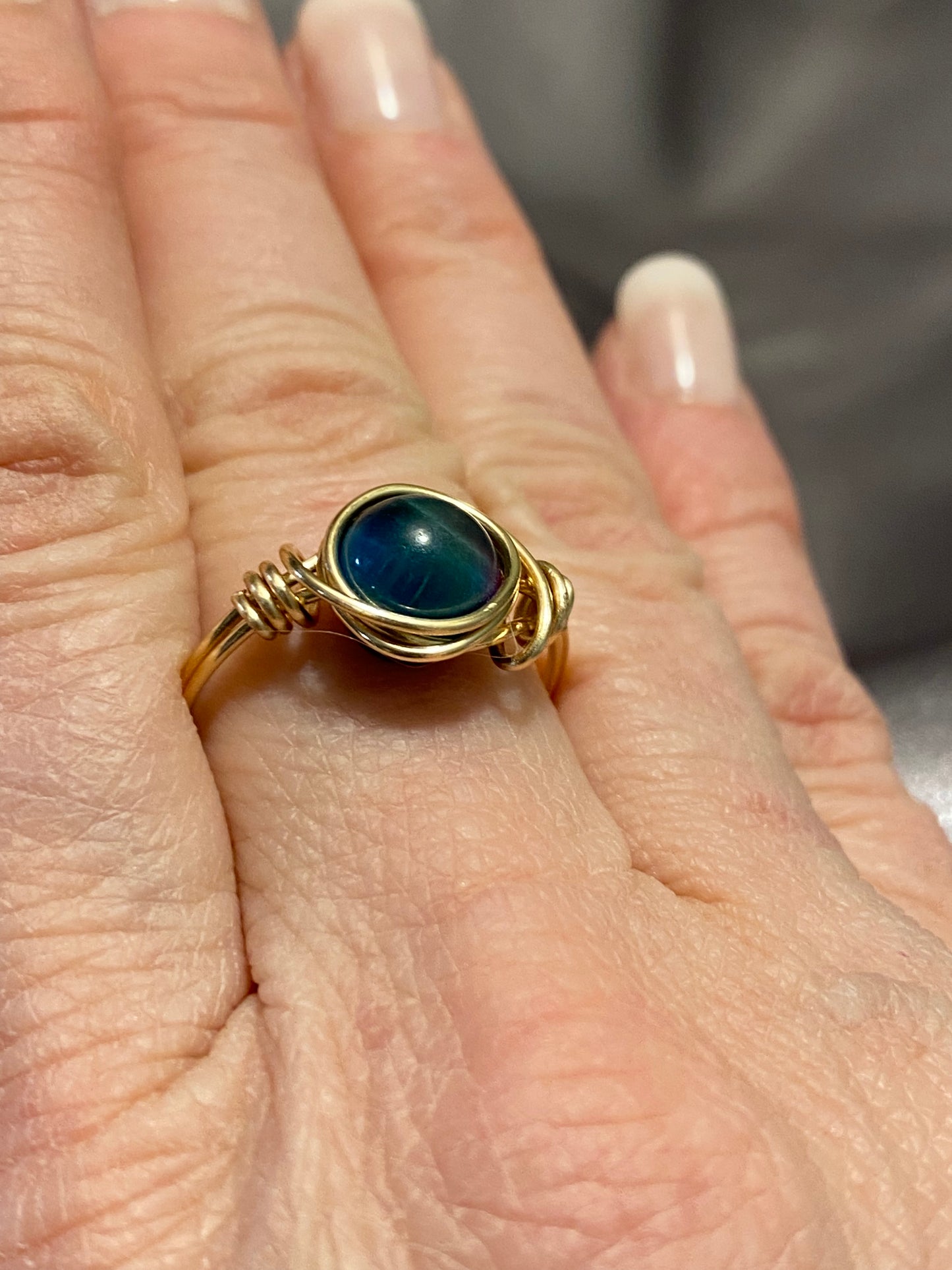 Aurora Cats Eye Ring in Yellow Gold-Size 7