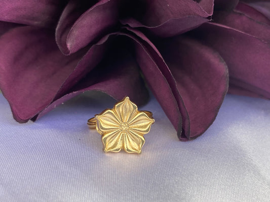 Gold Flower Button Ring-Size 6