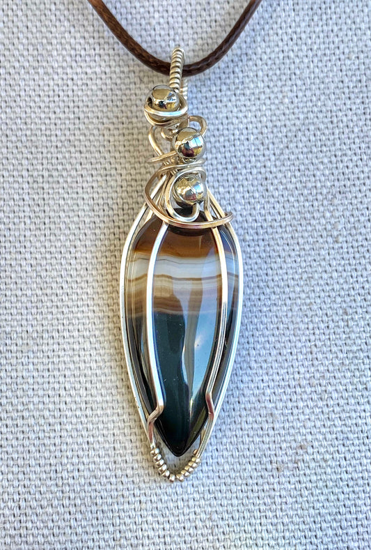 Natural Banded Botswana Agate Pendant-50% off