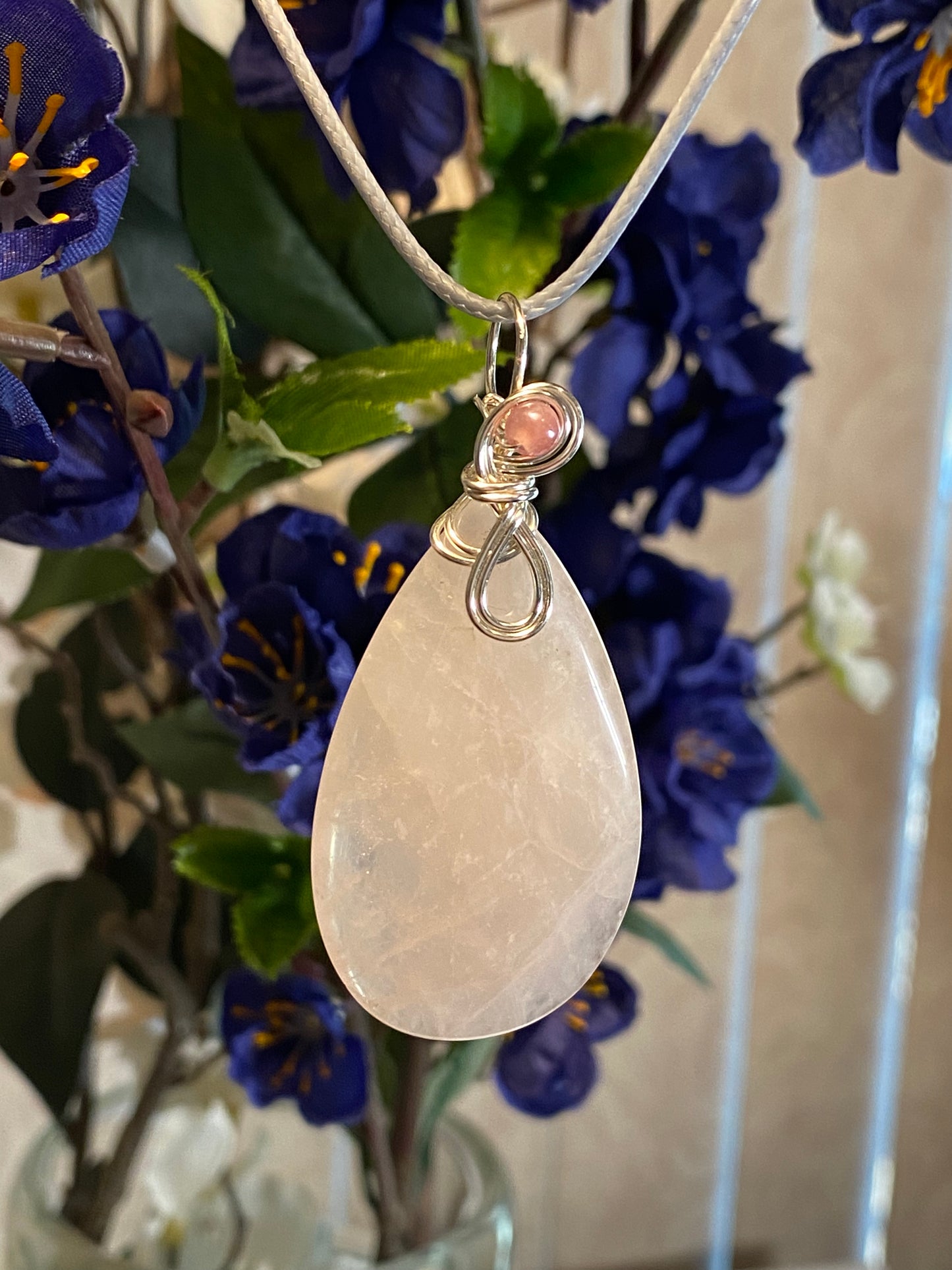 Rose Quartz Pendant-Silver Wire-50% OFF!