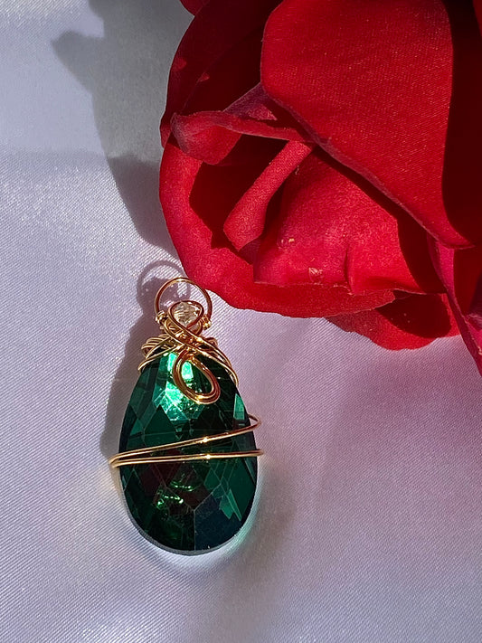 Manufactured Green Crystal Pendant-50% OFF!