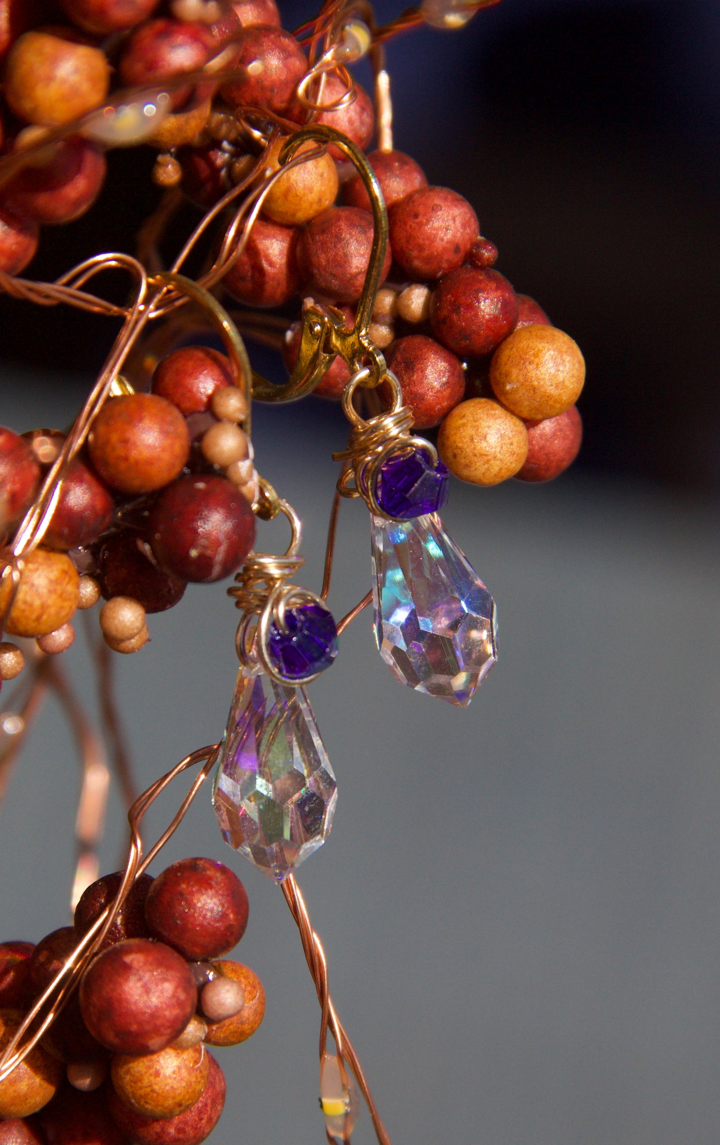 Crystal Pendant with Blue Accent Stone Earrings