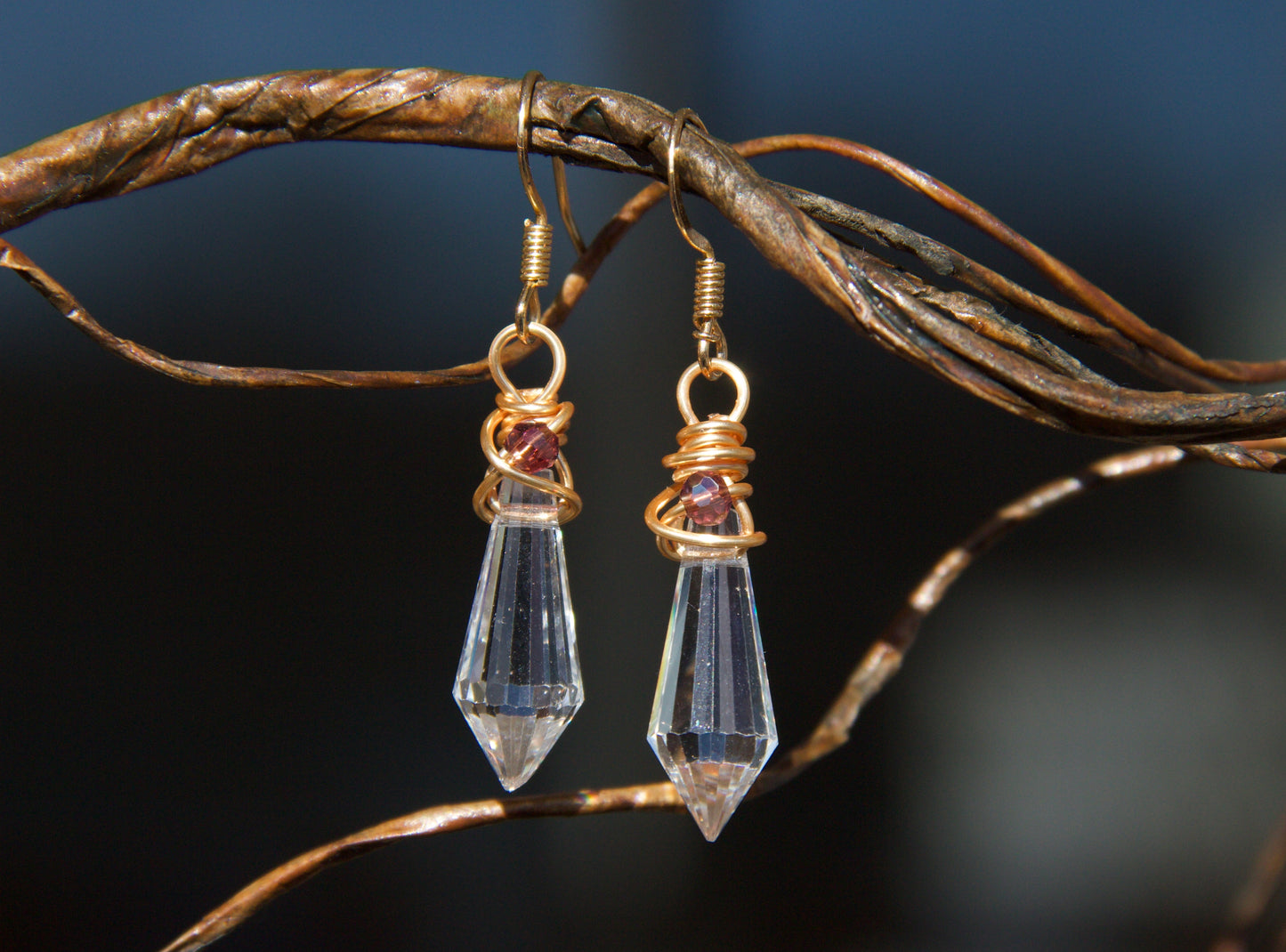 Crystal Pendant with Maroon Accent Stone Earrings