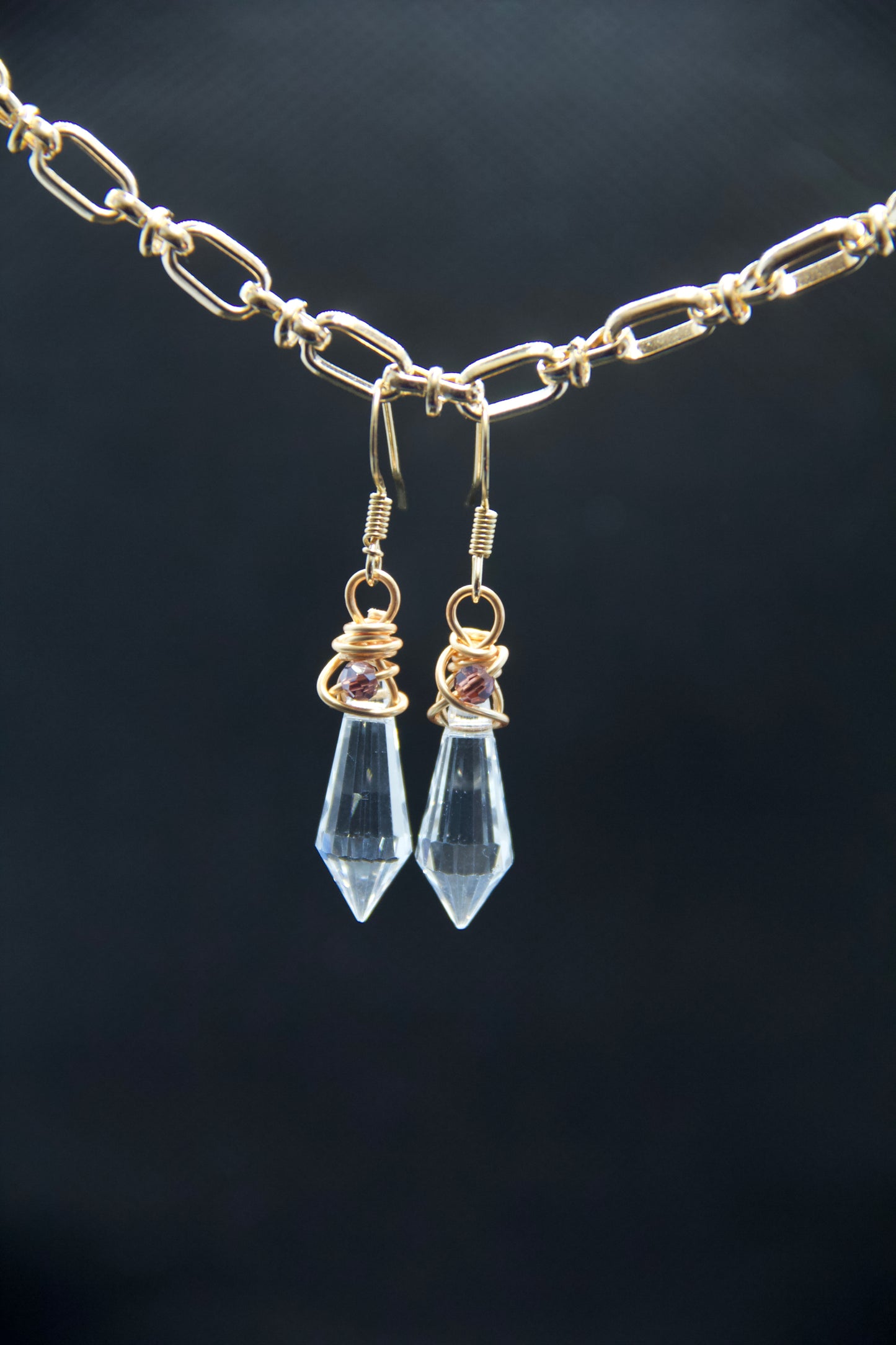 Crystal Pendant with Maroon Accent Stone Earrings