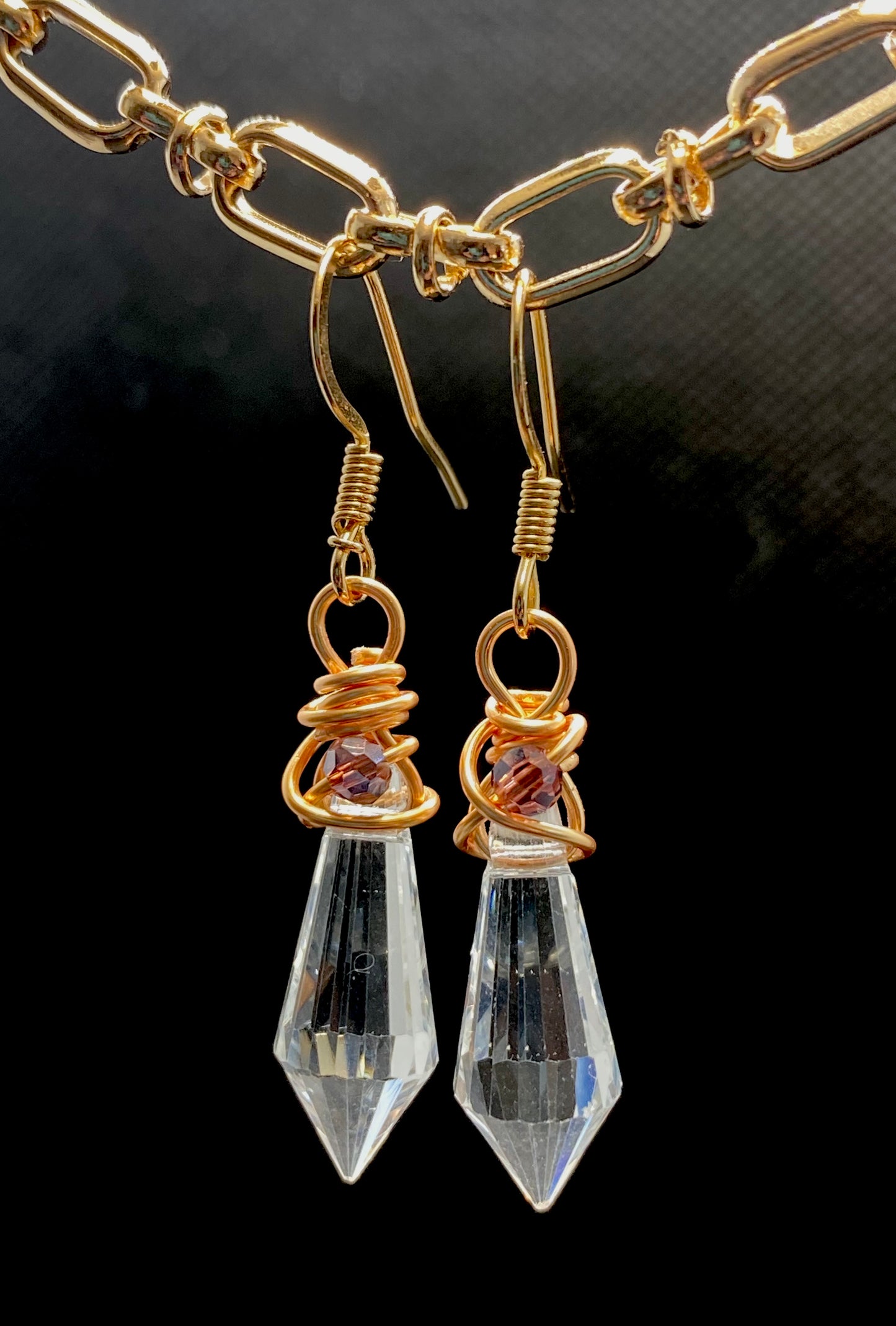 Crystal Pendant with Maroon Accent Stone Earrings