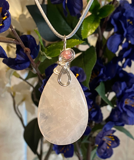 Rose Quartz Pendant-Silver Wire-50% OFF!