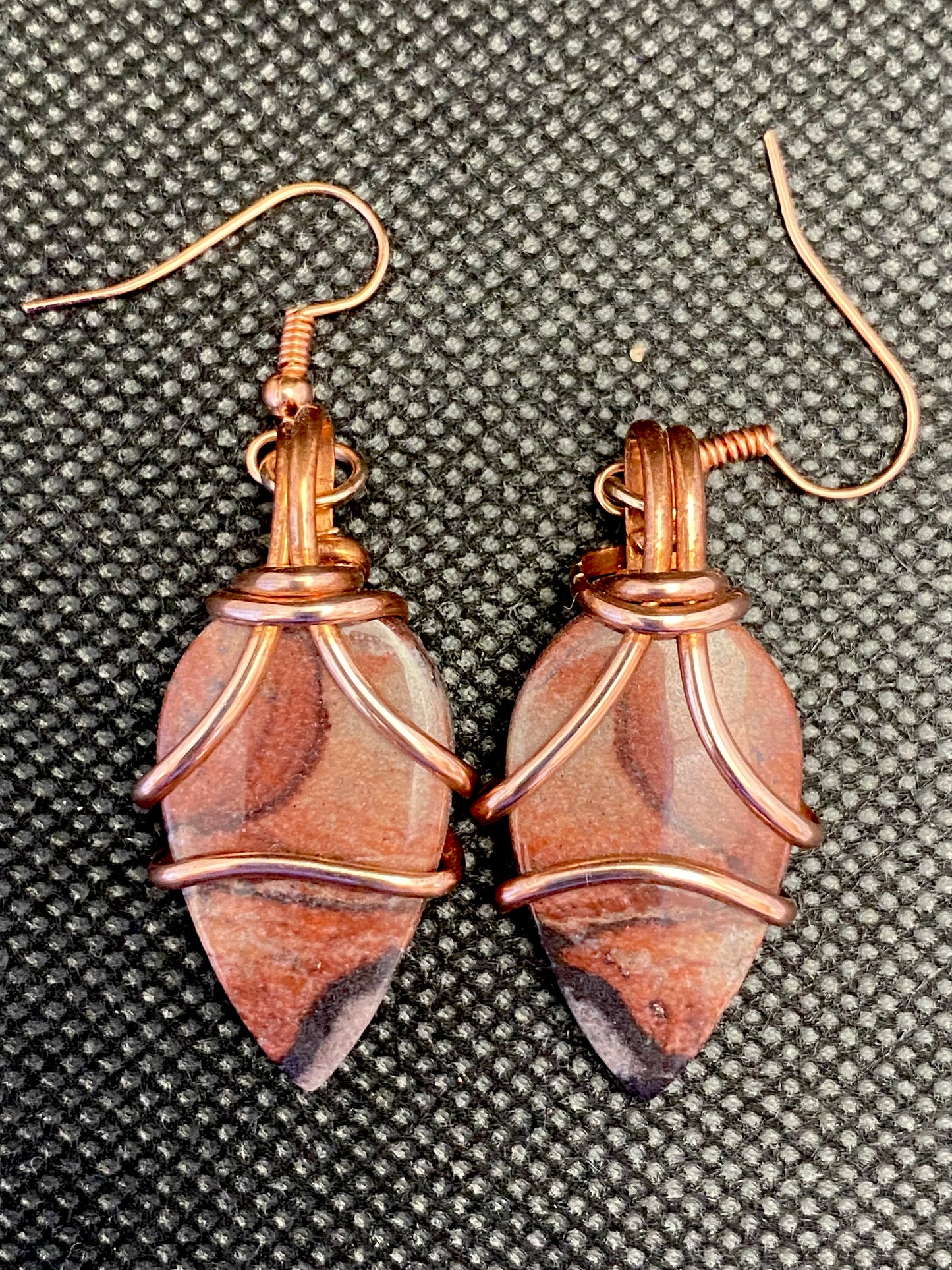 Natural Poppy Jasper Earrings with copper