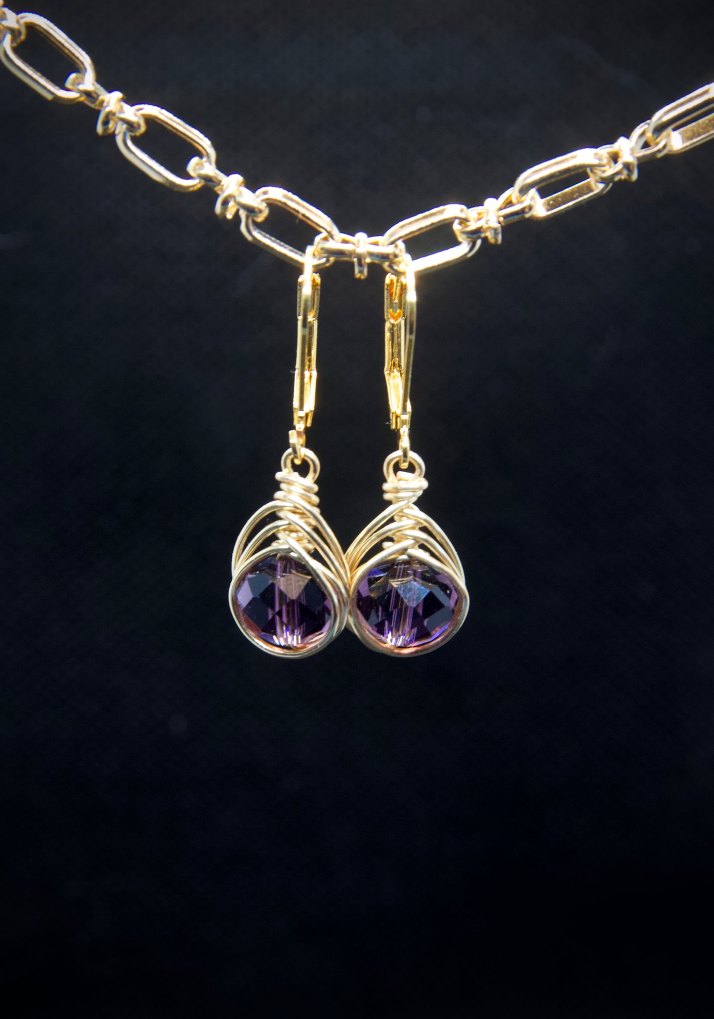 Purple Glass Bead Earrings