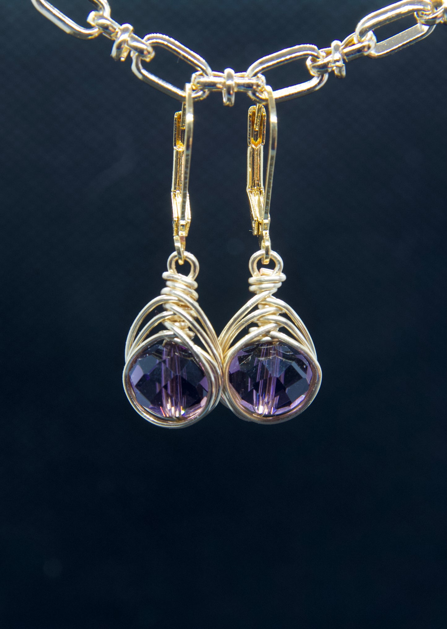 Purple Glass Bead Earrings