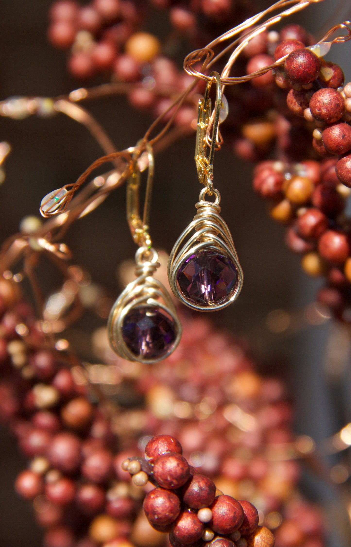 Purple Glass Bead Earrings