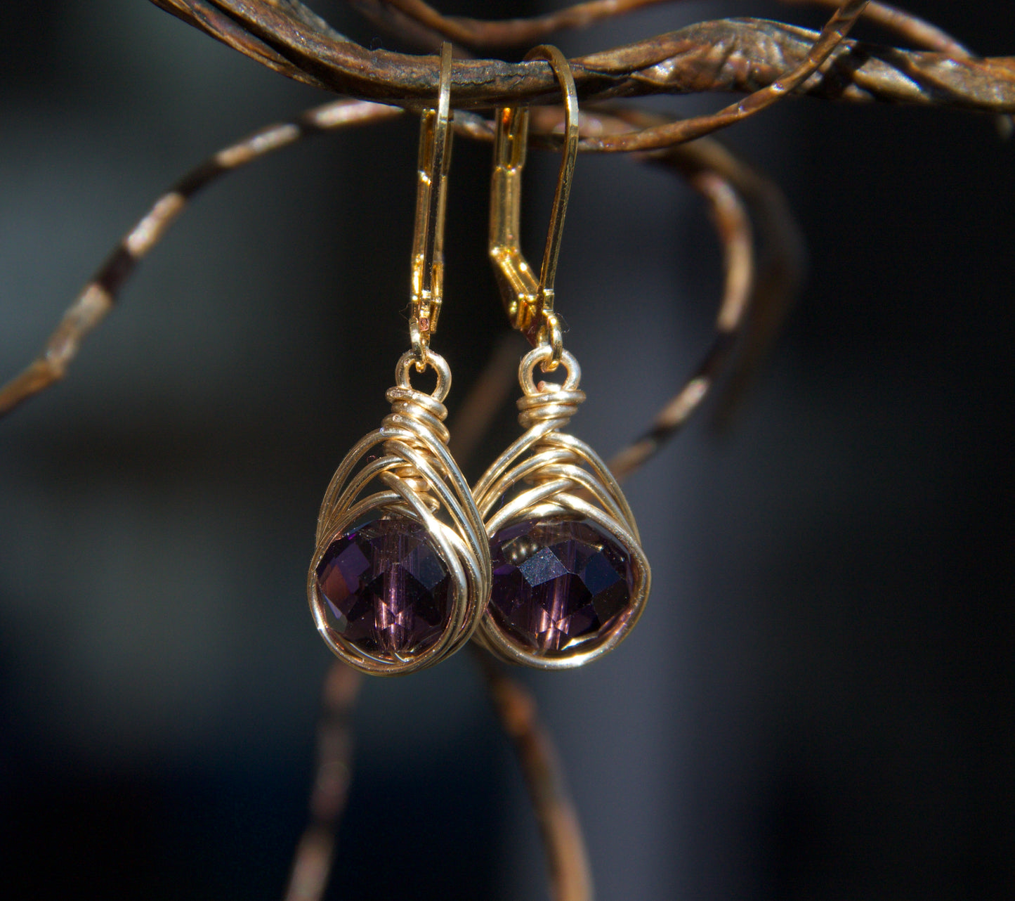 Purple Glass Bead Earrings