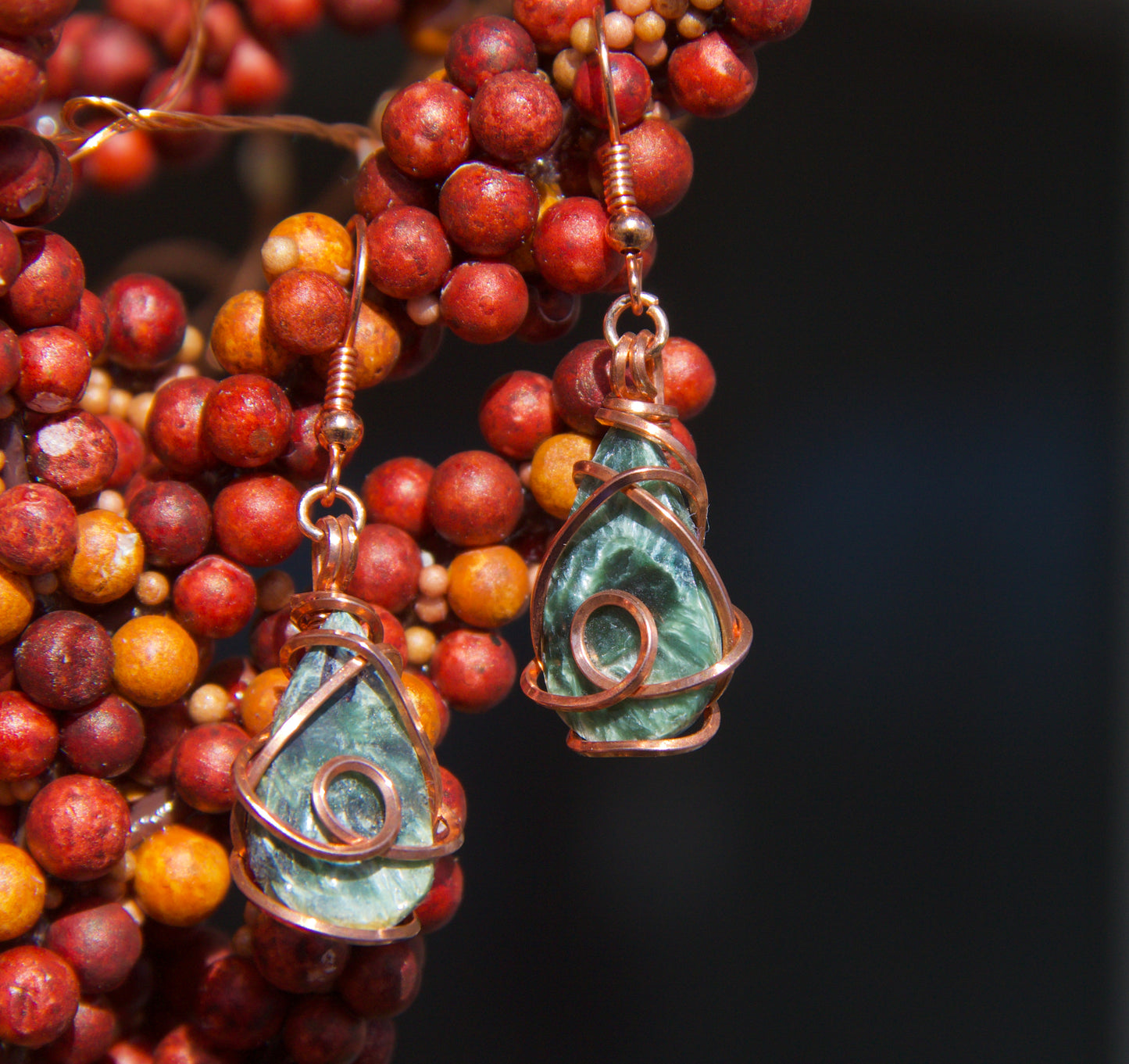 Natural Seraphinite Cabochon Earrings