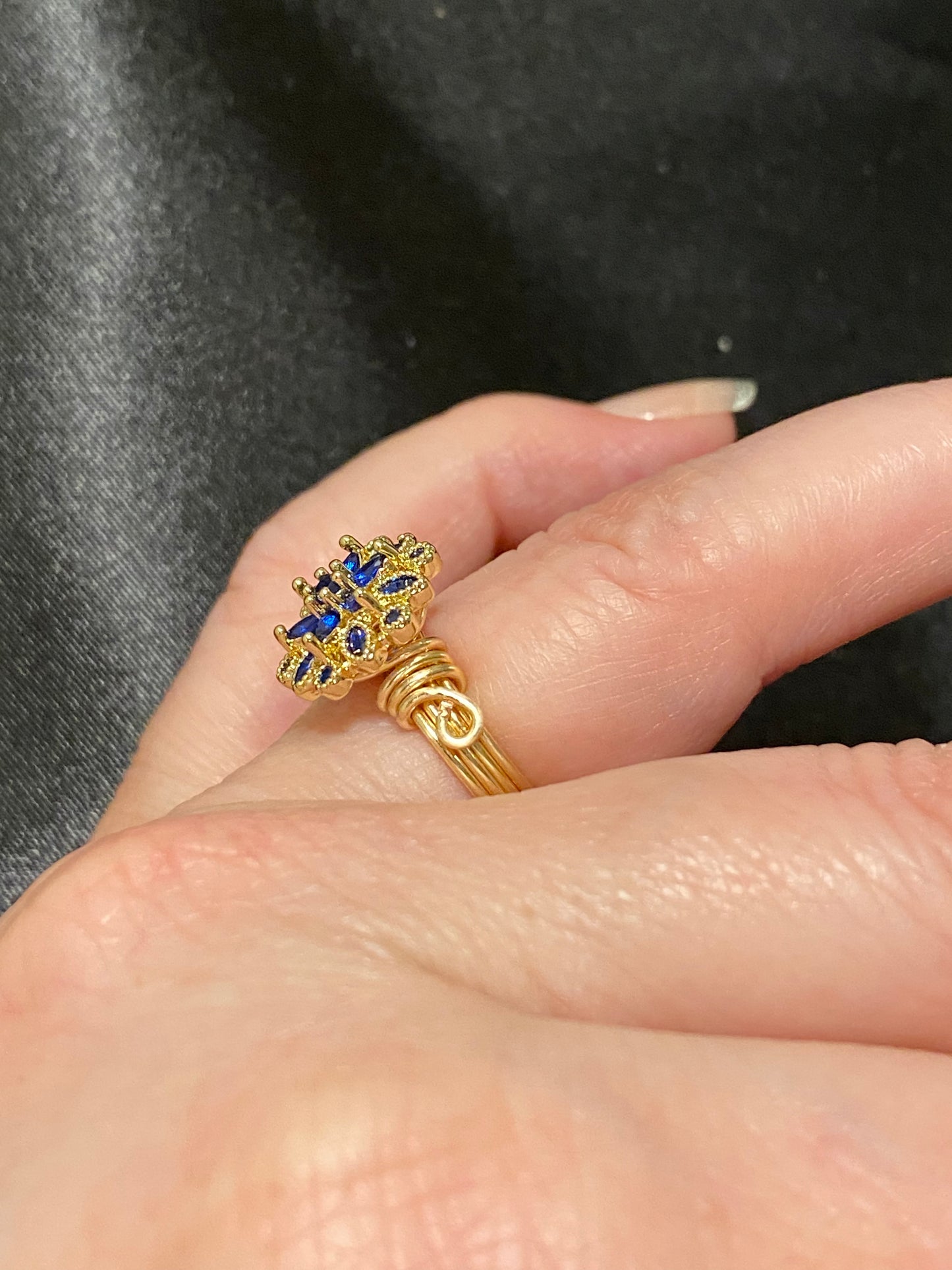 Blue Crystal and Gold Ring