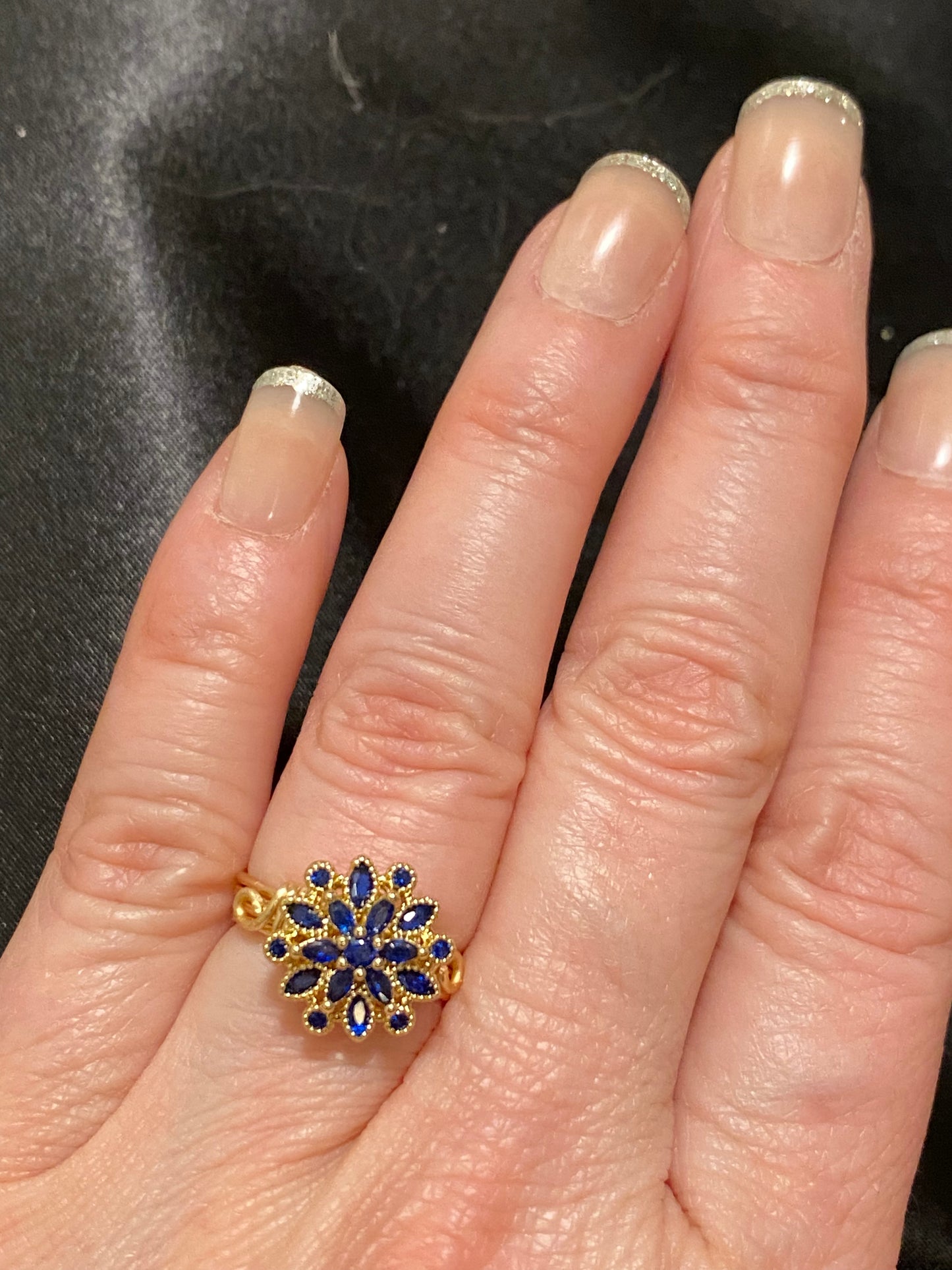 Blue Crystal and Gold Ring