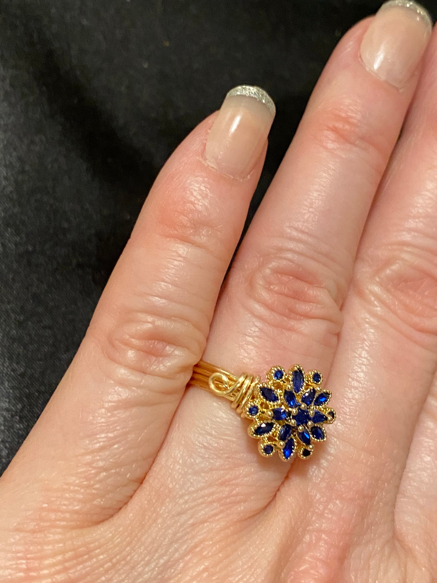 Blue Crystal and Gold Ring